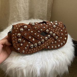 Brown Suede Studded Clutch 🤎